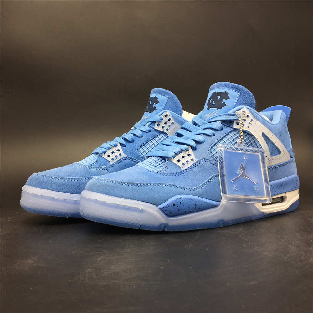 2019 Air Jordan 4 Suede Baby Blue Ice Sole Shoes - Click Image to Close